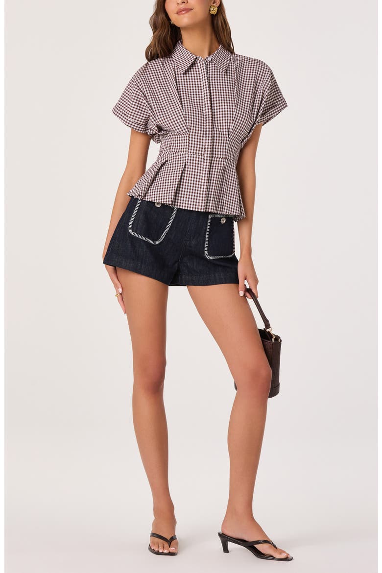 Bobbie Stitch Detail High Waist Shorts, Alternate, color, DARK DENIM
