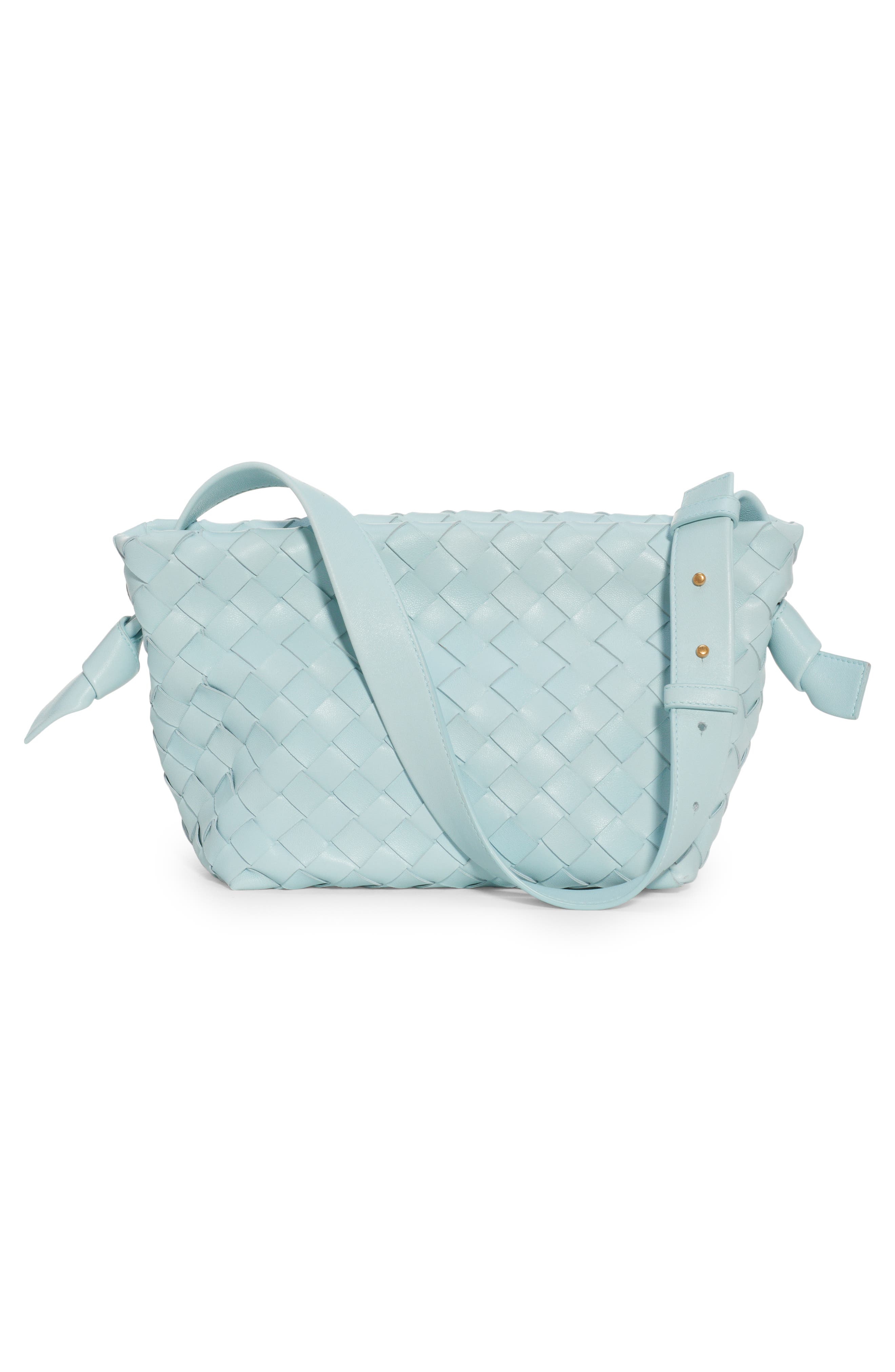Intrecciato Leather Shoulder Bag, Alternate, color, TEAL WASHED GOLD