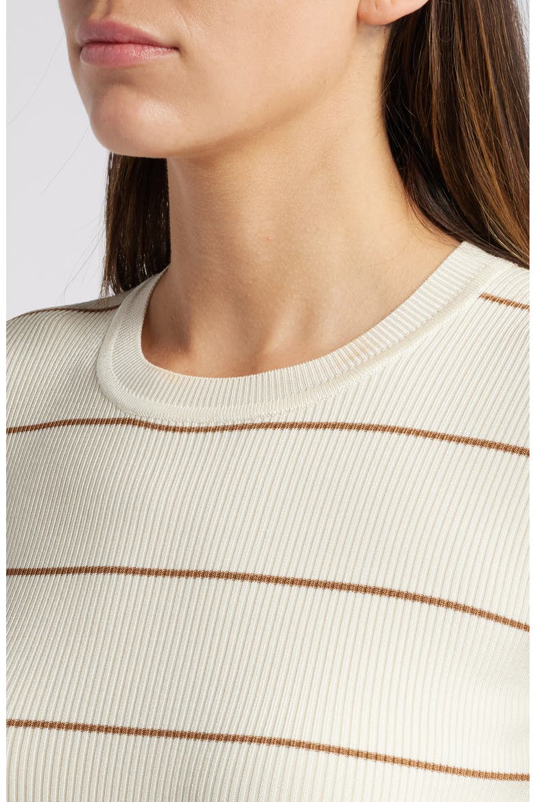 Stripe Rib Long Sleeve Top, Alternate, color, CAMEL MULTI