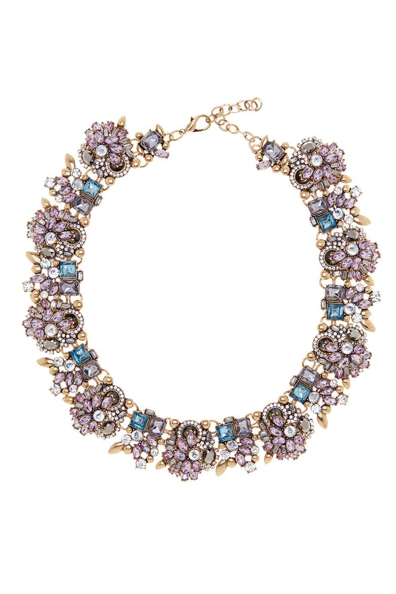 Purple Ivy Crystal Collar Necklace, Main, color, GOLD