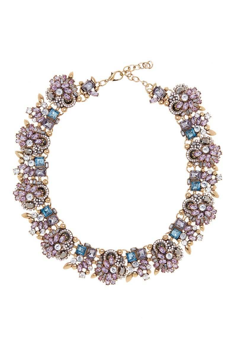 EYE CANDY LOS ANGELES Purple Ivy Crystal Collar Necklace, Main, color, Gold