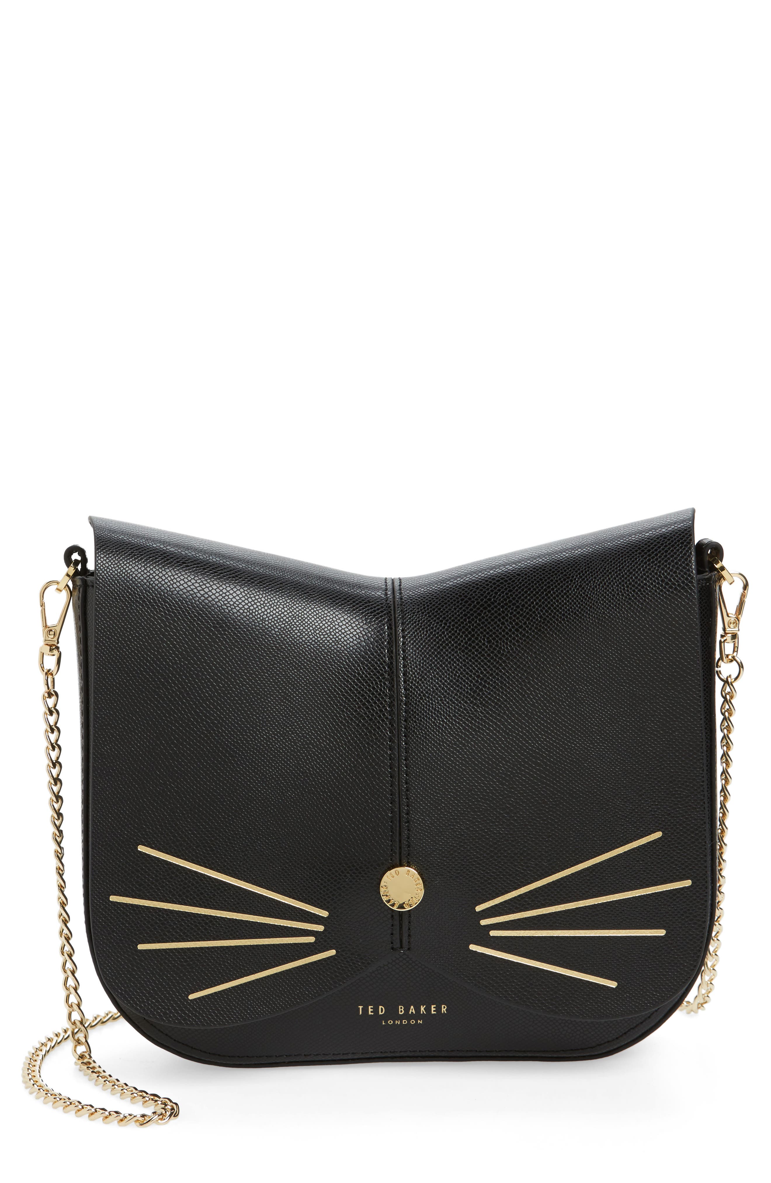 Ted Baker London Cat Leather Crossbody Bag, Main, color, 
