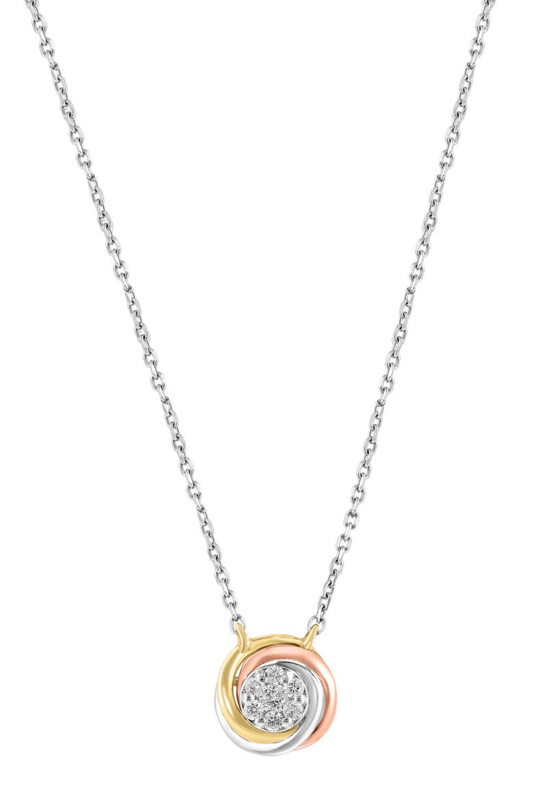 Tri-Tone Pavé Diamond Round Pendant Necklace, Alternate, color, SILVER