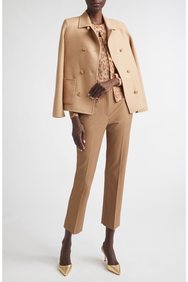 Mélange Wool Blend Stretch Twill Crop Pants, Alternate, color, CAMEL MELANGE