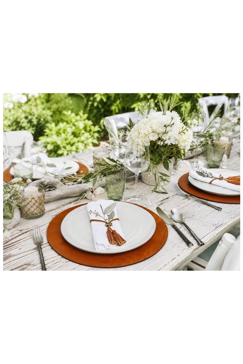 Nelson Leather Circular Placemat, Alternate, color, Espresso