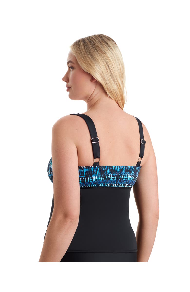 ShapeSolver Sport Twist Bra Chlorine Resistant Tankini Swimsuit Top, Alternate, color, Blue Tribal Stripe