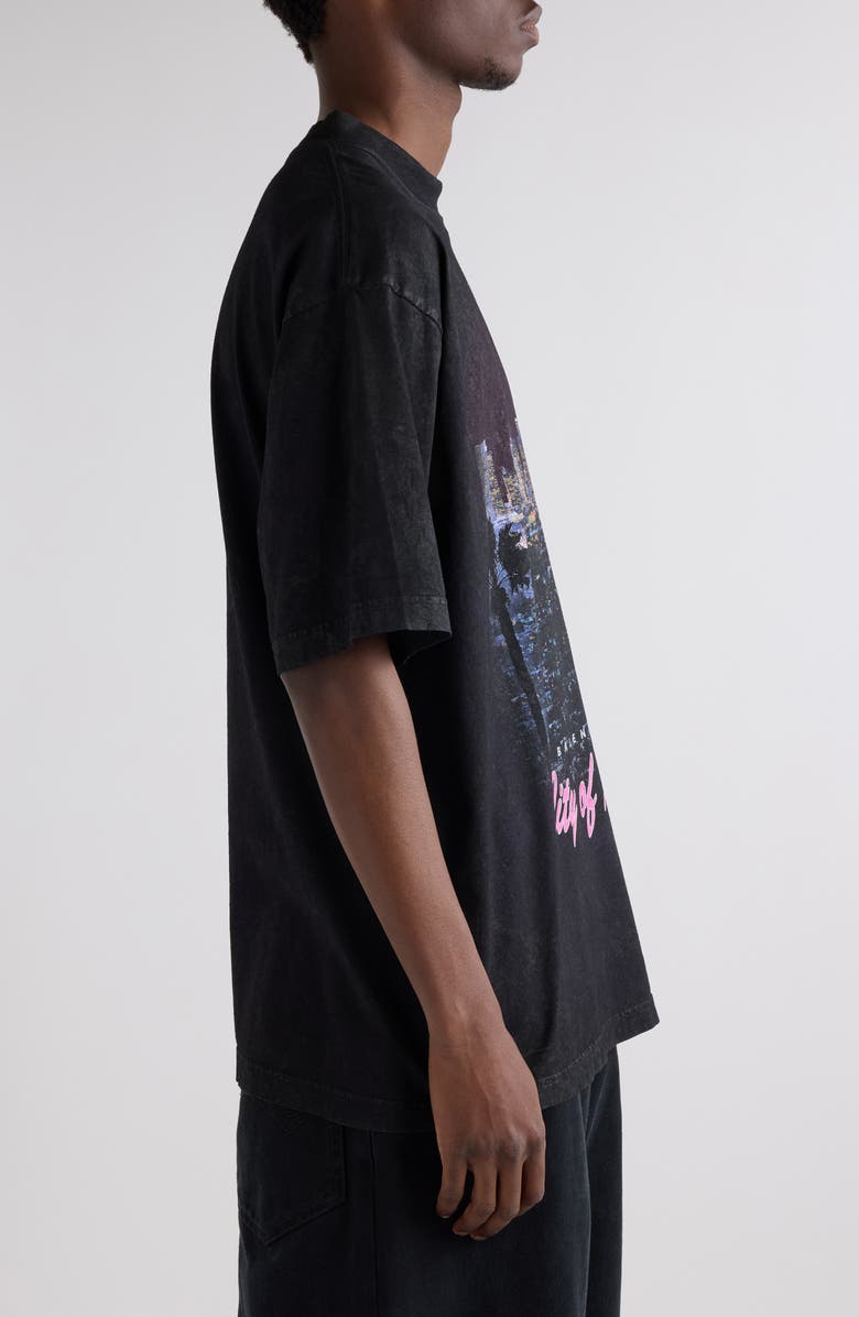 Balenciaga Medium Fit City of Angels Graphic T-Shirt, Alternate, color, 1041 Faded Washed Black