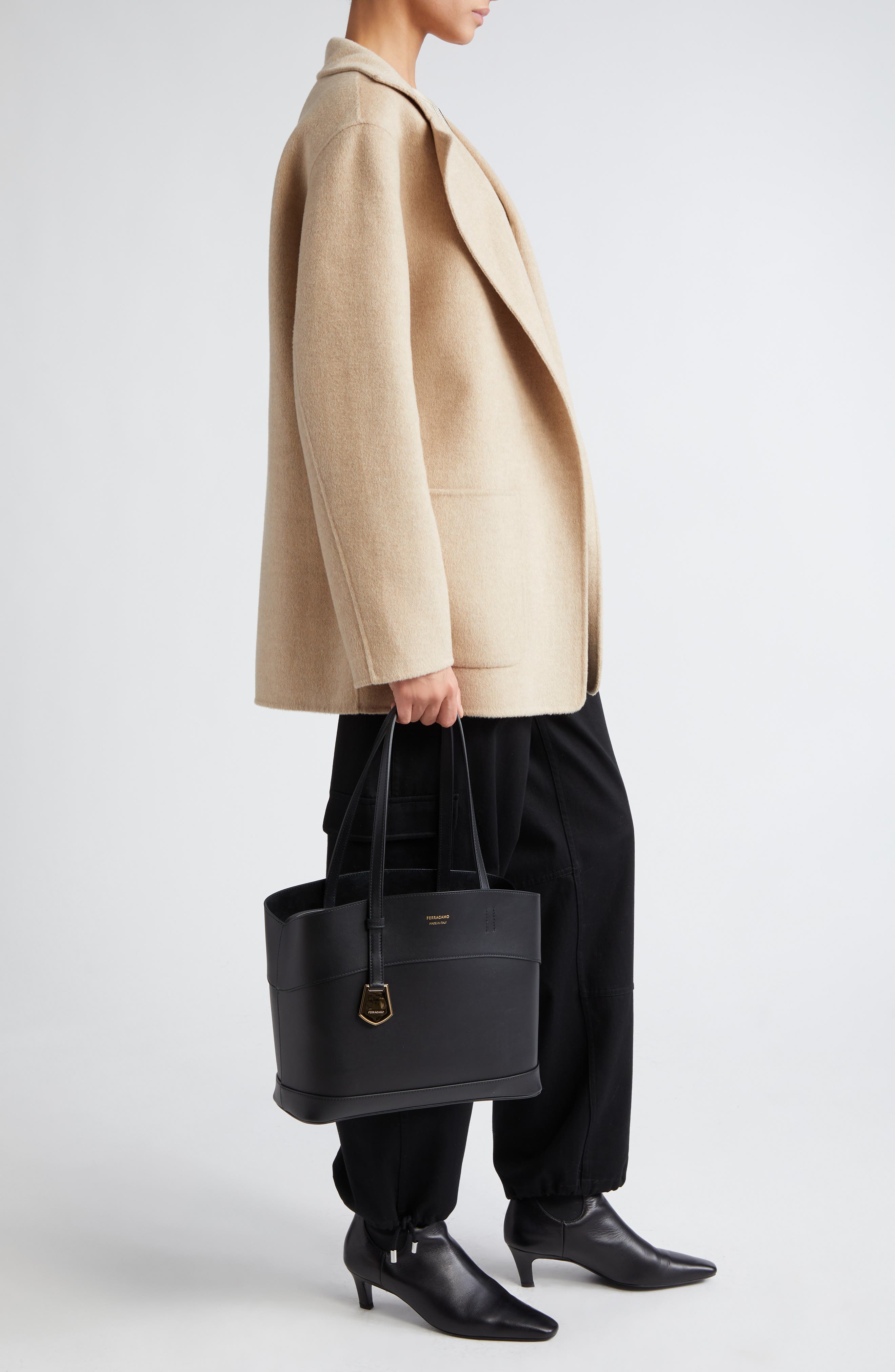 FERRAGAMO Charming Small Leather Tote, Alternate, color, 