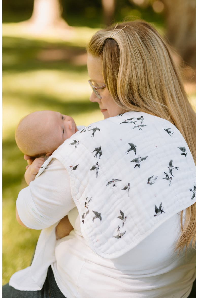 Organic Cotton Muslin Burp Cloth, Alternate, color, SWALLOWS