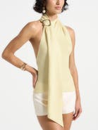 Manière De Voir Elodie Knitted Draped Halterneck Top