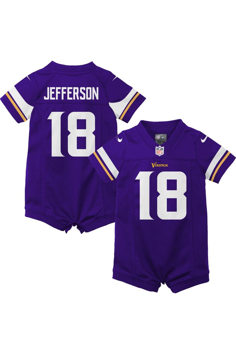Newborn & Infant Nike Justin Jefferson Purple Minnesota Vikings Game Romper Jersey, Main, color, Purple