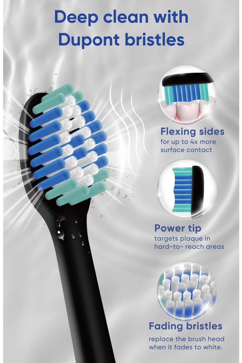 Rechargeable Sonic Electric Toothbrush for Adults, 6 Brush Heads, 5 Modes, Alternate, color, Black