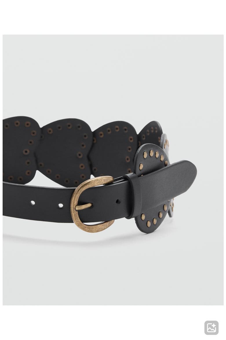 Studded Heart Belt, Alternate, color, BLACK