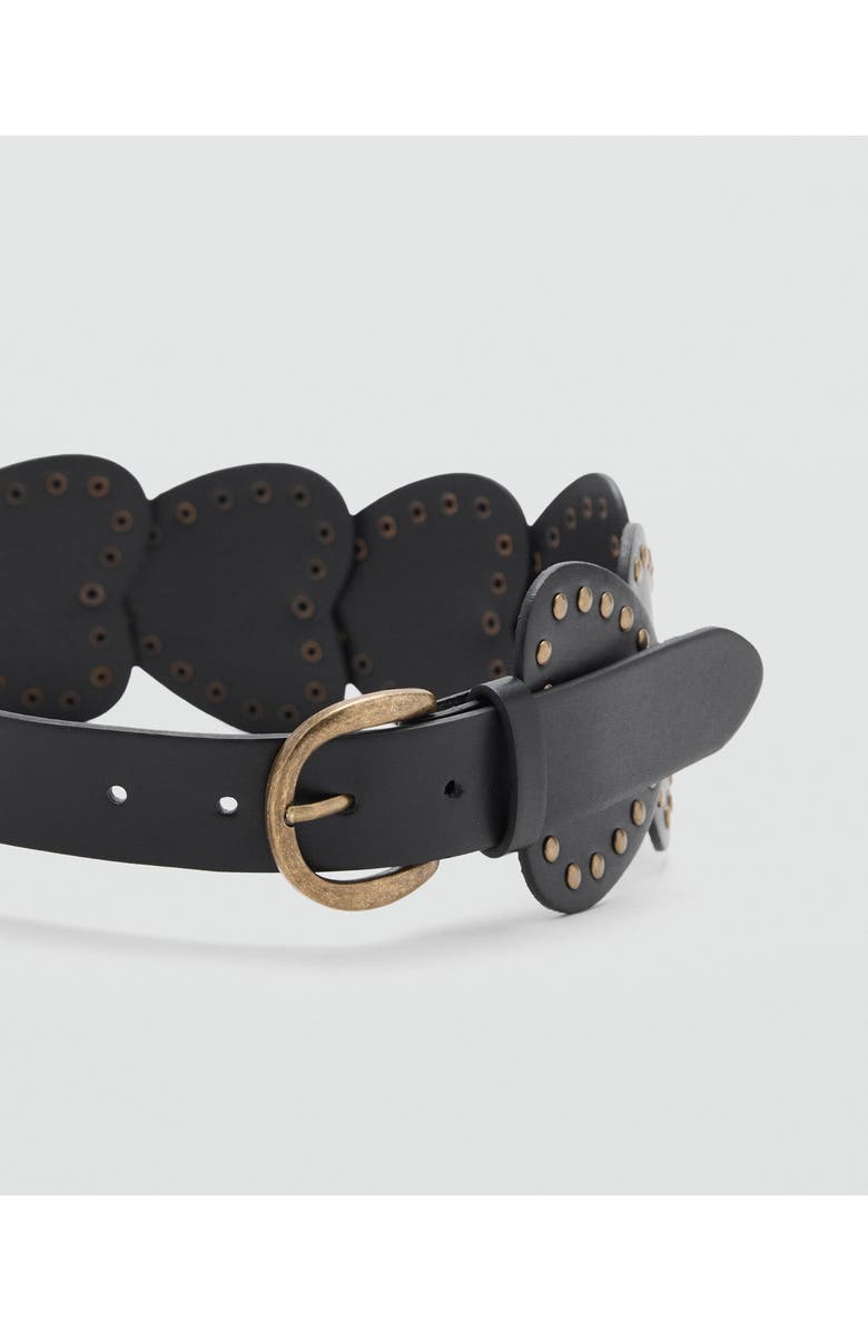 MANGO TEEN Studded Heart Belt, Alternate, color, Black
