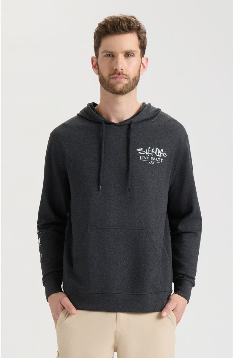 Salt Life Ocean Kin Long Sleeve Pullover Hoodie, Main, color, Charcoal Heather