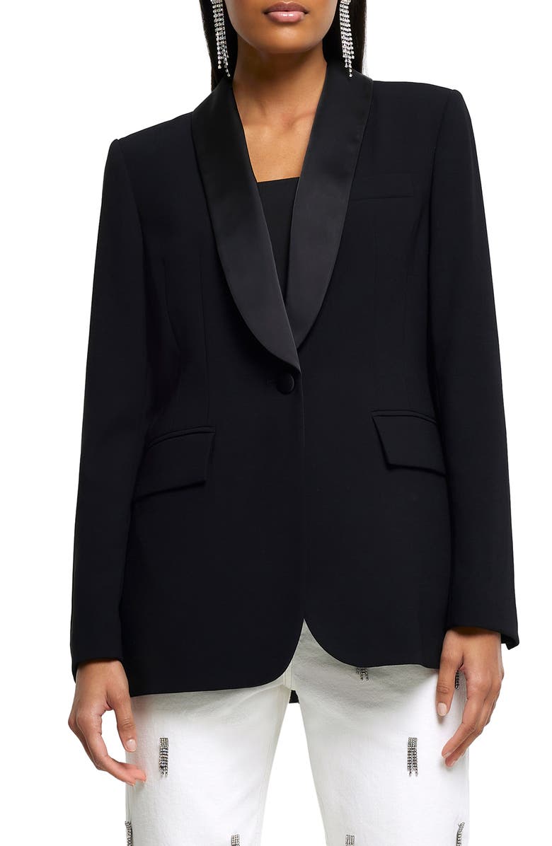 River Island Shawl Collar Tuxedo Blazer, Main, color, 