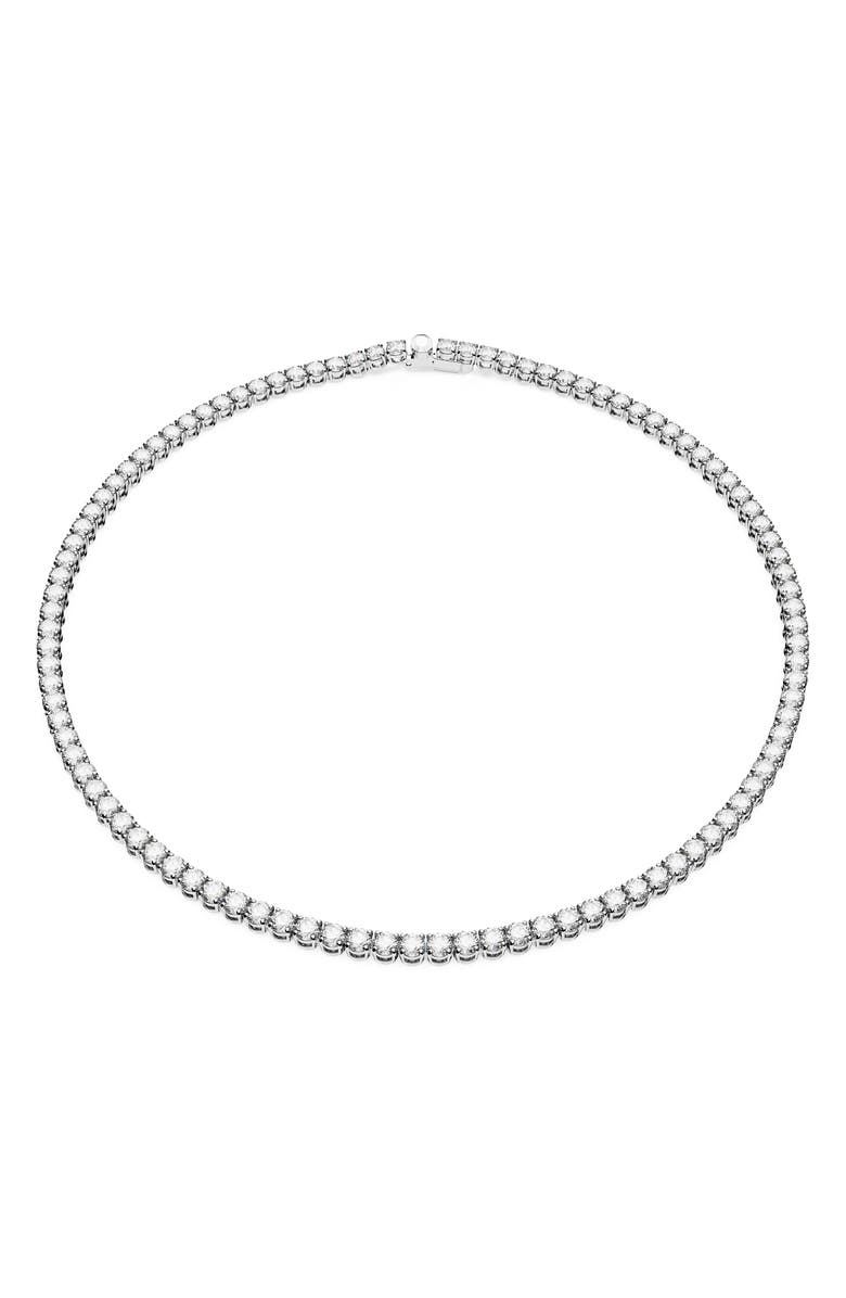 Swarovski Matrix Tennis Necklace, Alternate, color, Silver/ White