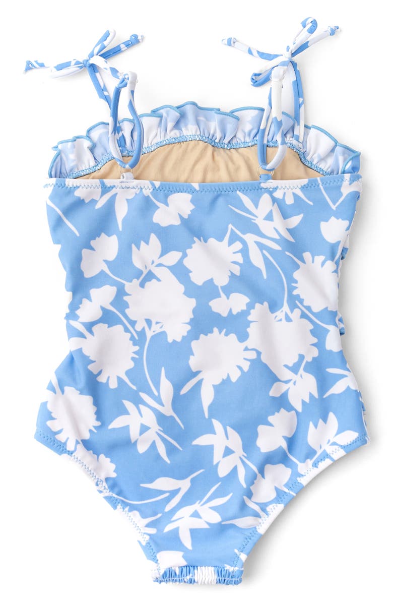 Shade Critters Kids' Blue Floral Smocked One-Piece UPF 50+ Swimsuit, Alternate, color, Blue