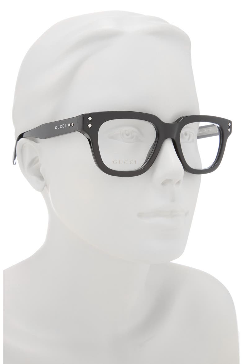 50mm Square Optical Frames, Alternate, color, BLACK BLACK TRANSPARENT