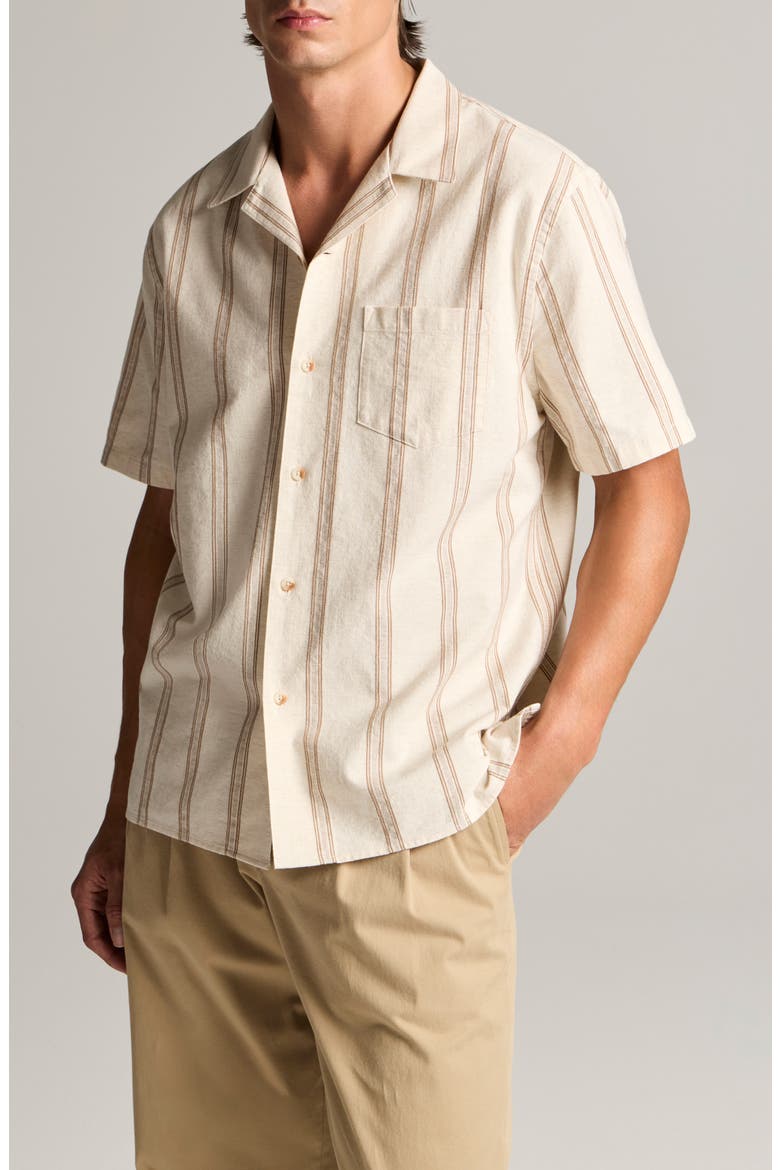 Cove Stripe Cotton & Hemp Cabana Shirt, Main, color, MIDLAND/SMOCK WHITE