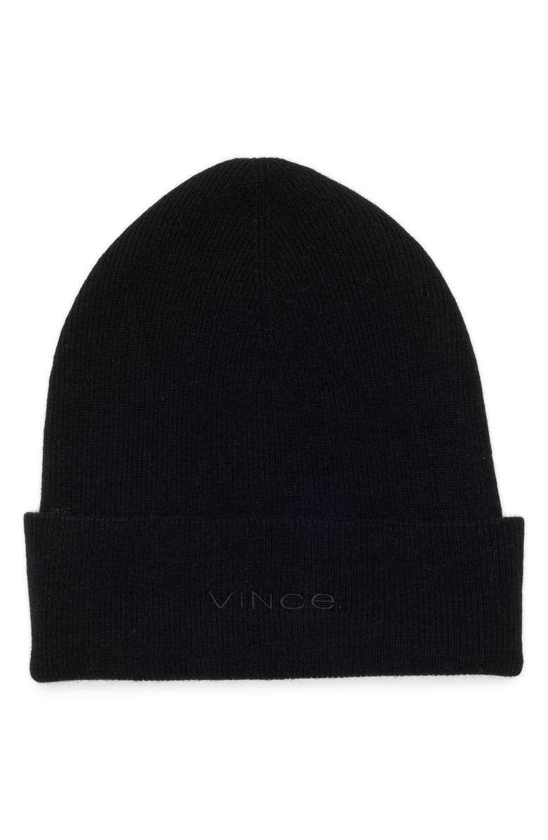 Vince Chunkky Rib Wool & Cashmere Beanie, Main, color, Black