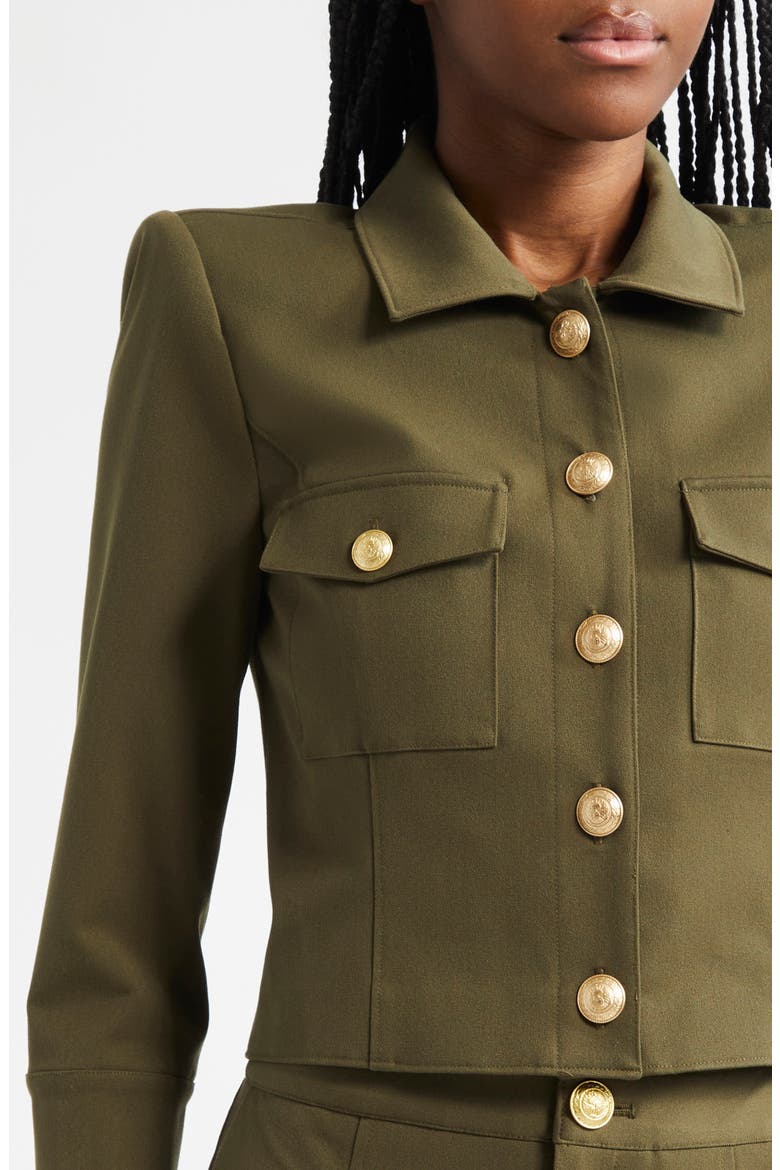 Kumi Fitted Crop Jacket, Alternate, color, IVY GREEN