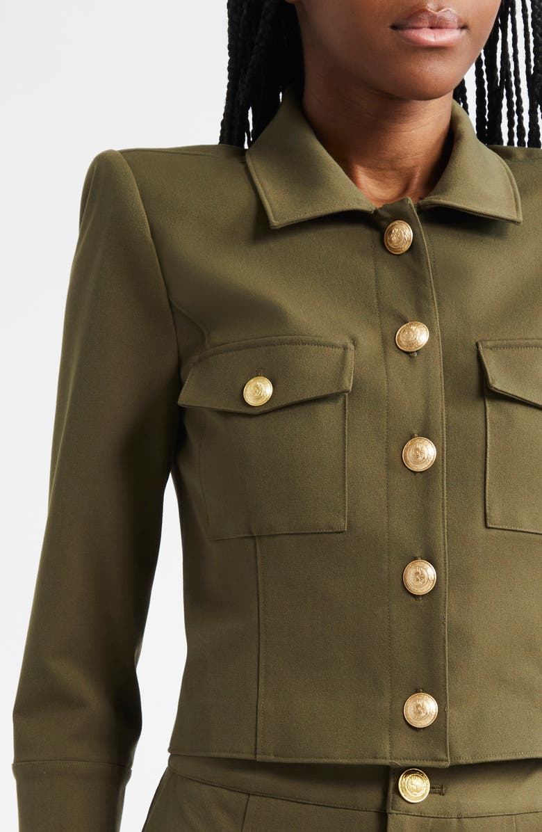 L'AGENCE Kumi Fitted Crop Jacket, Alternate, color, Ivy Green