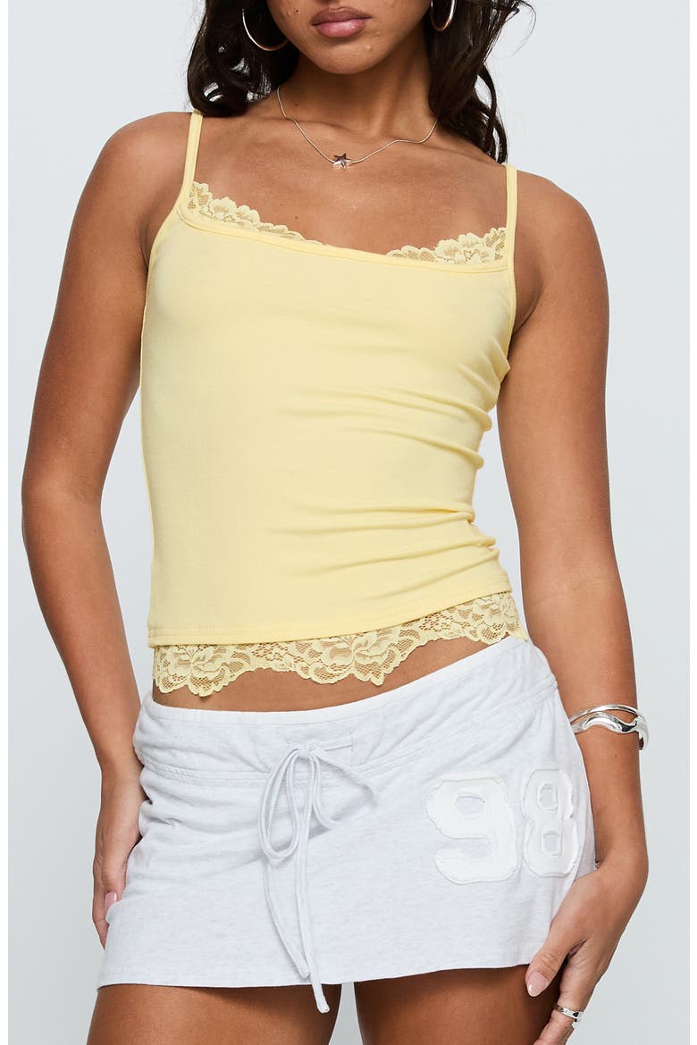 Falling Through Lace Trim Camisole, Main, color, YELLOW