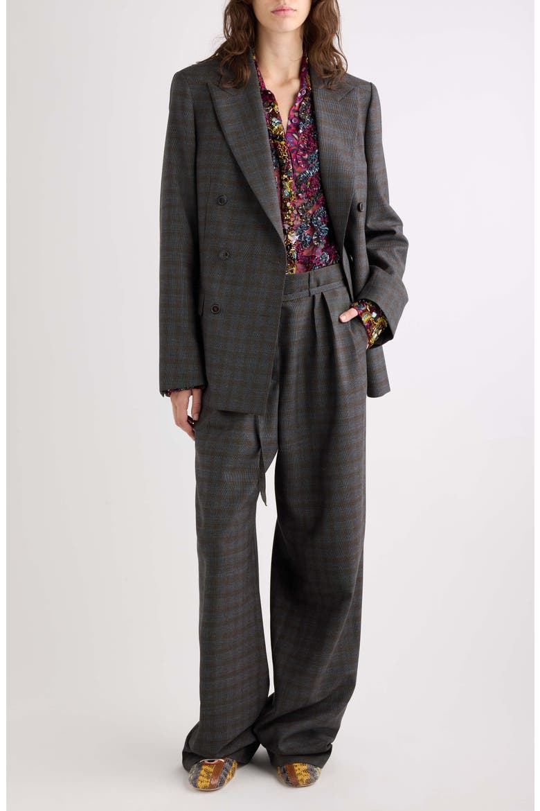 Peacha Wide Leg Wool Pants, Alternate, color, BROWN