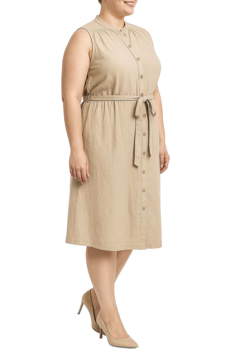Standards & Practices Belted Sleeveless Cotton Shirtdress, Alternate, color, Beige