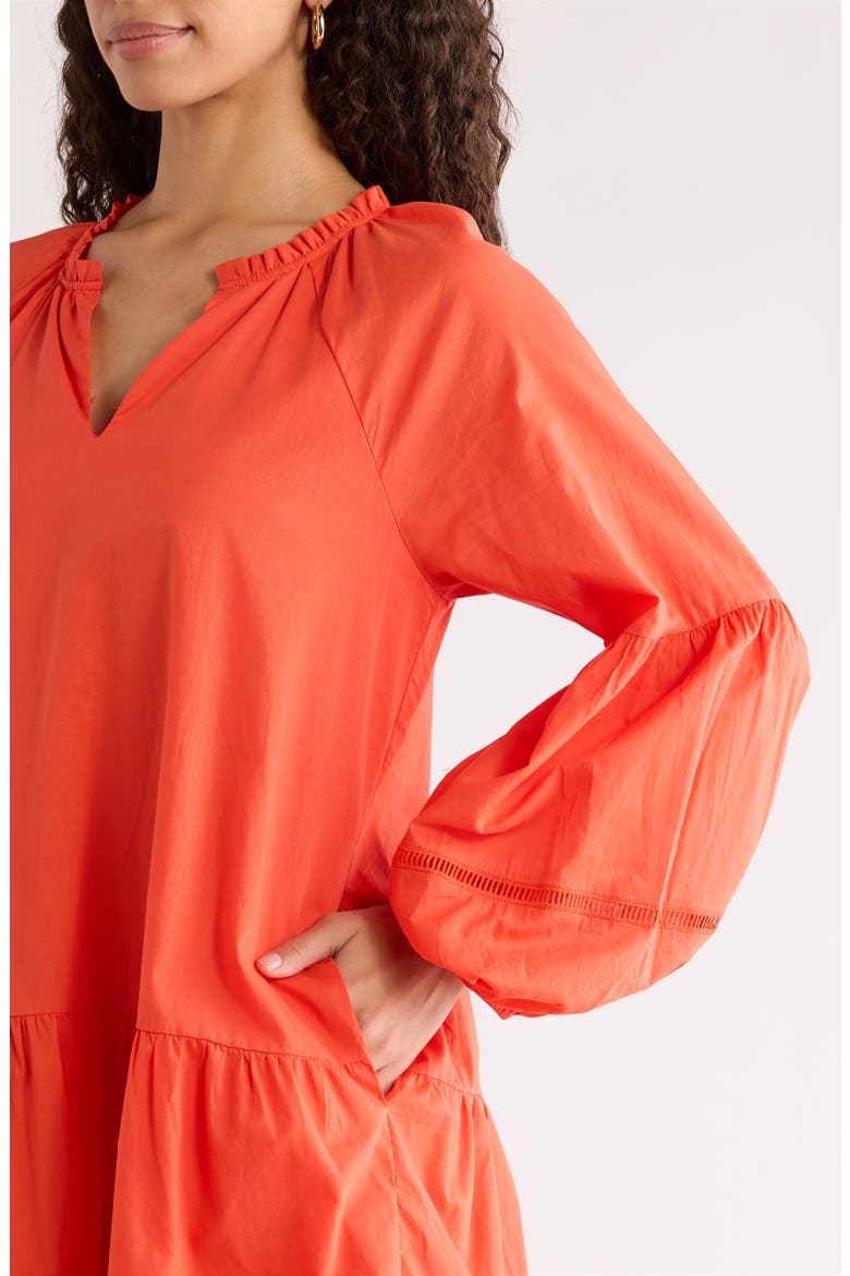 Ivonna Long Sleeve Cotton Shift Dress, Alternate, color, TOMATO RED