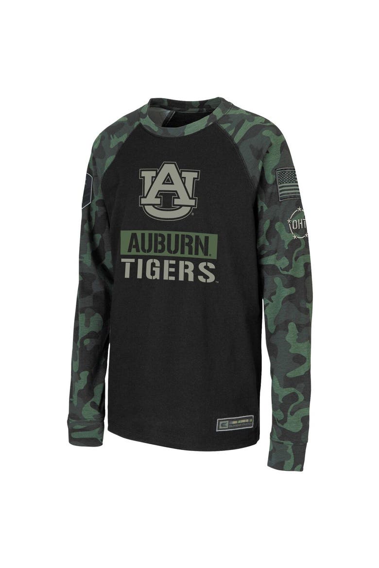 Youth Colosseum Black/Camo Auburn Tigers OHT Military Appreciation Raglan Long Sleeve T-Shirt, Alternate, color, Black
