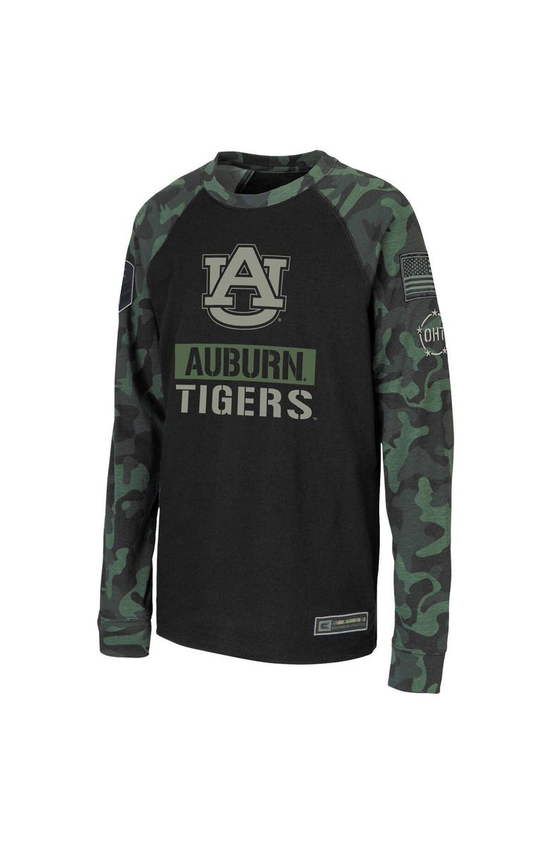 COLOSSEUM Youth Colosseum Black/Camo Auburn Tigers OHT Military Appreciation Raglan Long Sleeve T-Shirt, Alternate, color, 
