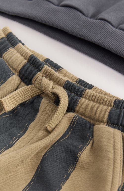 Next Kids' Smiley Sweatshirt & Stripe Sweatpants Set In Brown