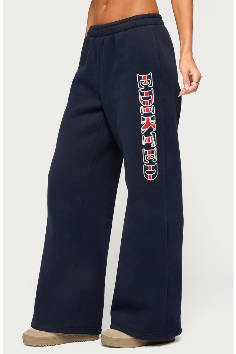 UK Graphic Wide Leg Sweatpants, Alternate, color, NAVY