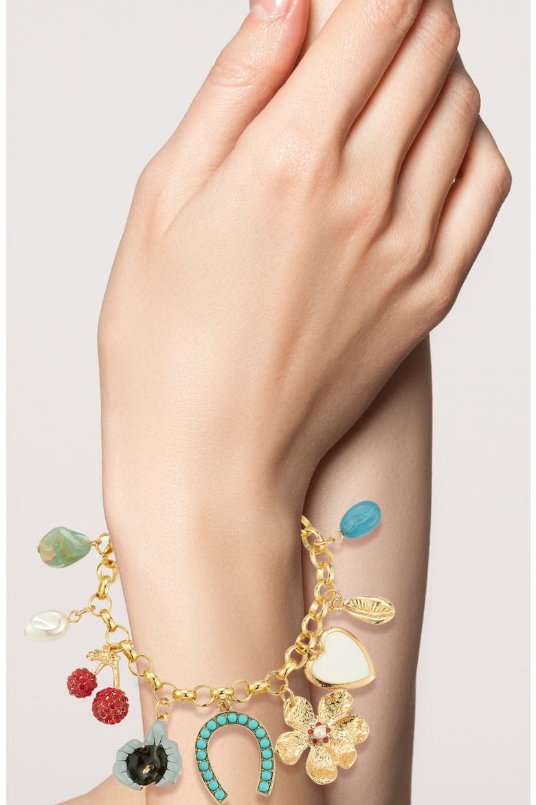 Gold Plated Charm Bracelet, Alternate, color, GOLD
