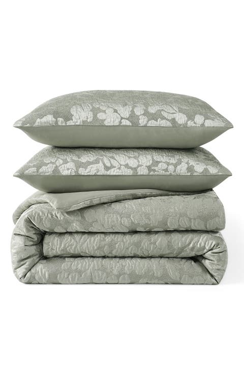 Oasis Botanical Jacquard Duvet Cover 3-Piece Set