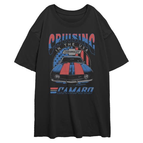 Junior's Camaro Cruising in the USA Short Sleeve Oversized T-Shirt