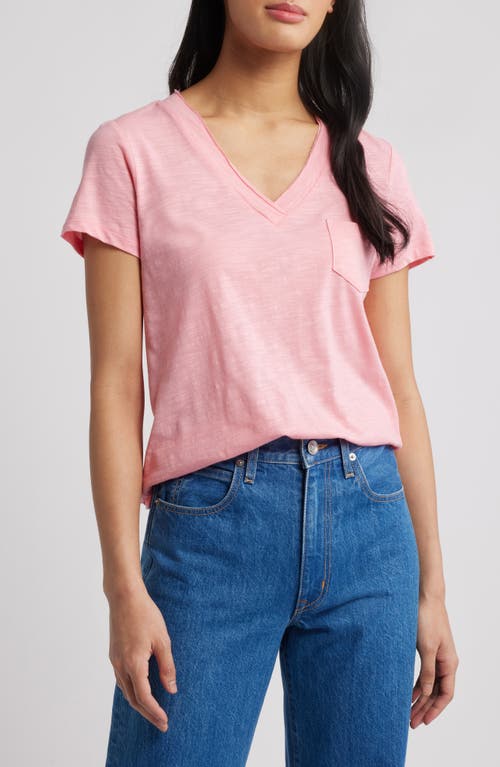 Shop Caslonr Caslon(r) Cotton & Modal V-neck T-shirt In Pink Geranium