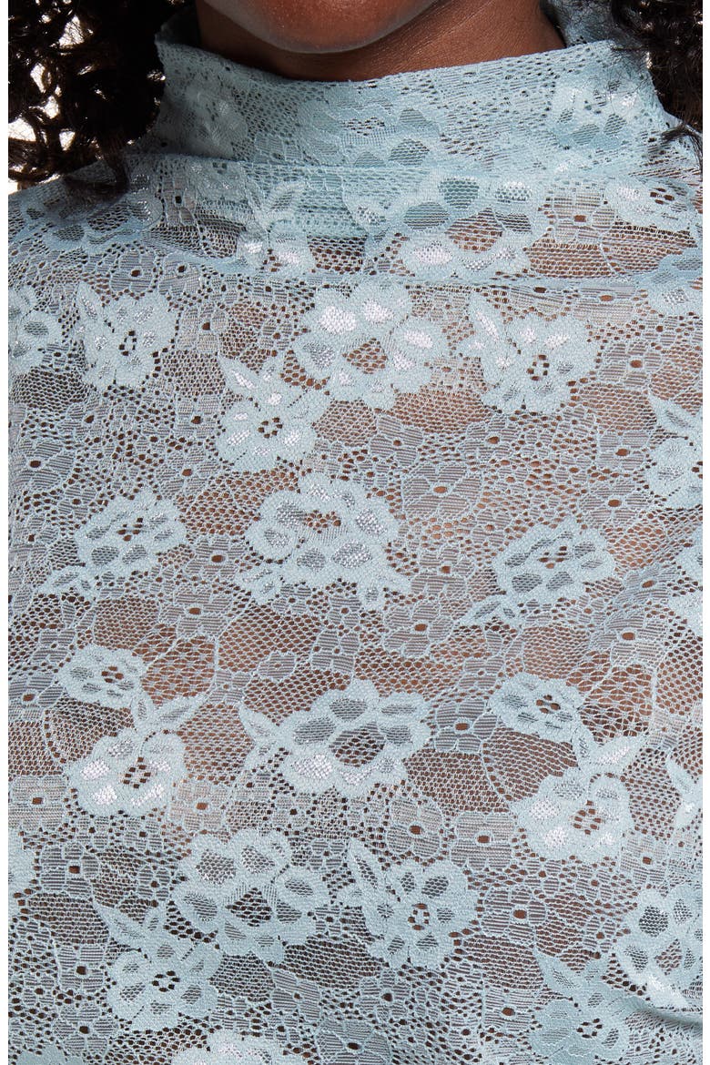 Ruched Lace Top, Alternate, color, TEAL MIST