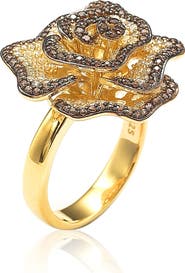 SUZY LEVIAN Flower Pavé Cubic Zirconia Ring