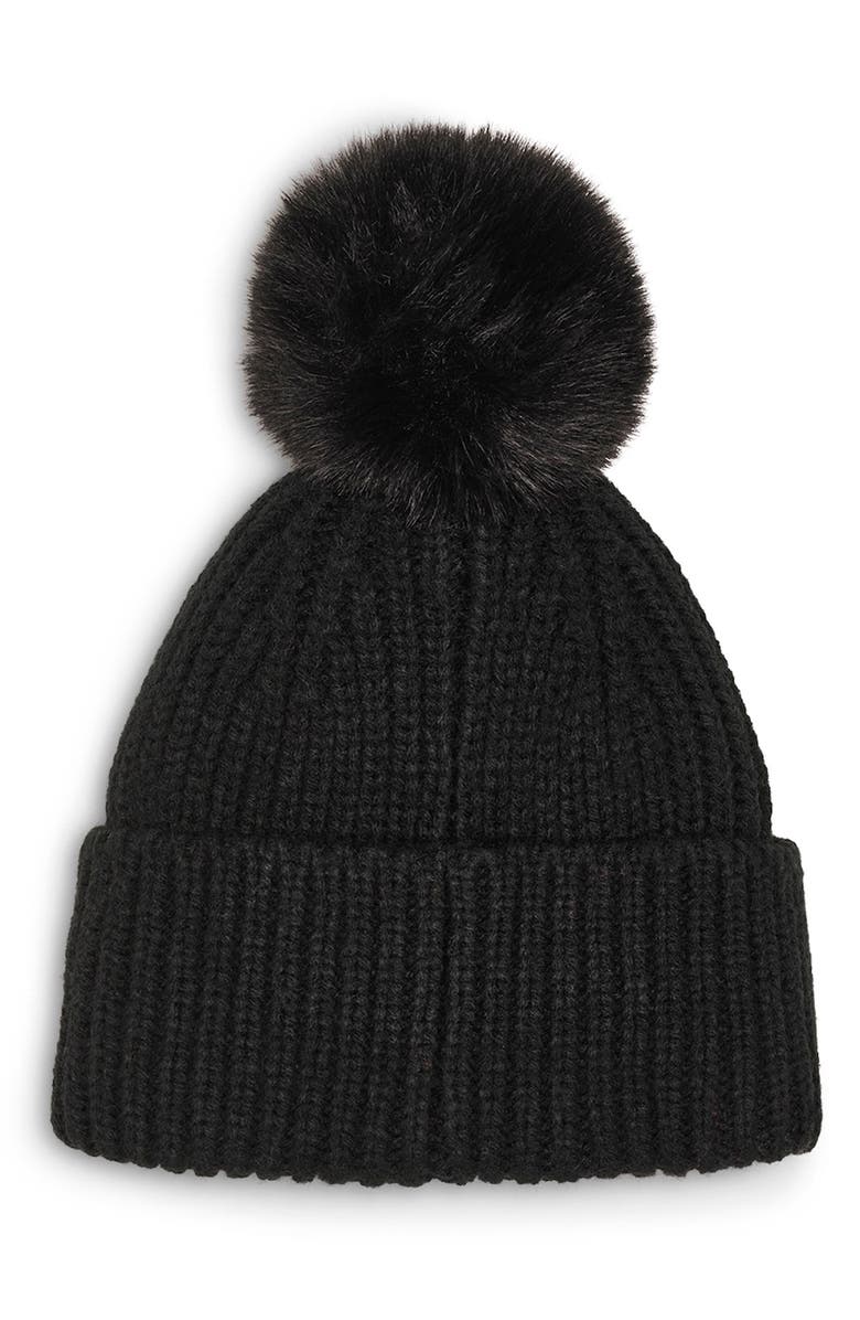 KARL LAGERFELD PARIS Sassy Choupette Faux Fur Pompom Beanie, Alternate, color, 