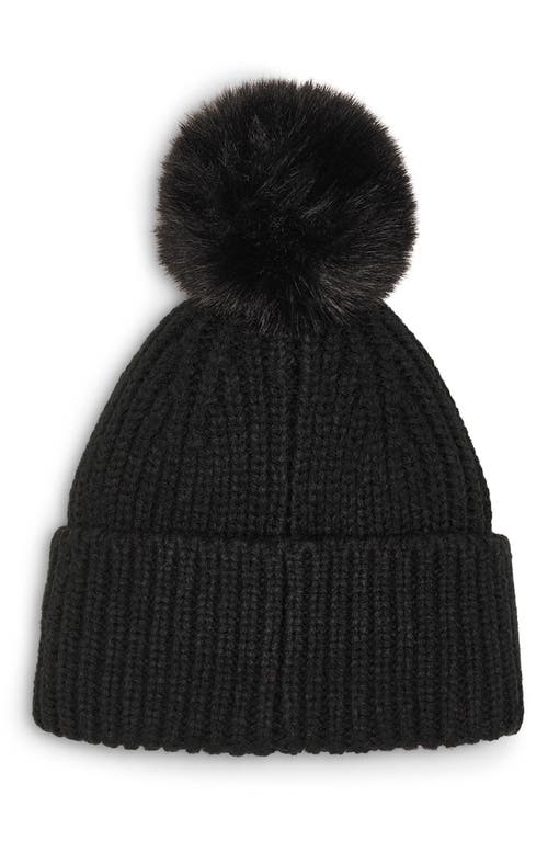 Karl Lagerfeld Paris Sassy Choupette Faux Fur Pompom Beanie In Black