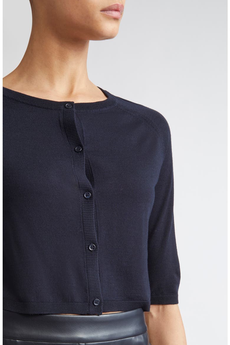 Virgin Wool Crop Cardigan, Alternate, color, NAVY
