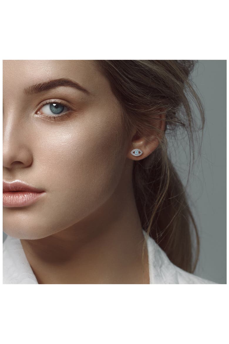 Blue Topaz & Lab Created White Sapphire Evil Eye Stud Earrings, Alternate, color, BLUE