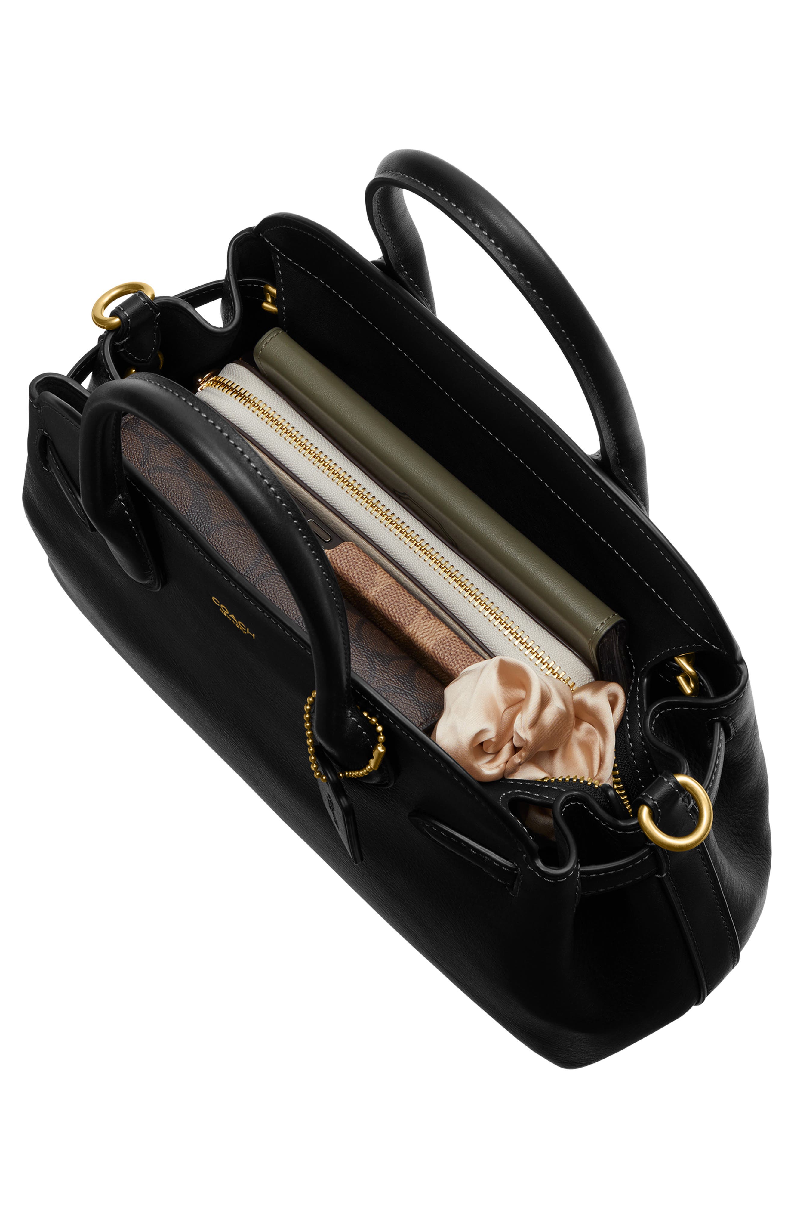 COACH Empire 28 Soft Leather Carryall Satchel, Alternate, color, Black