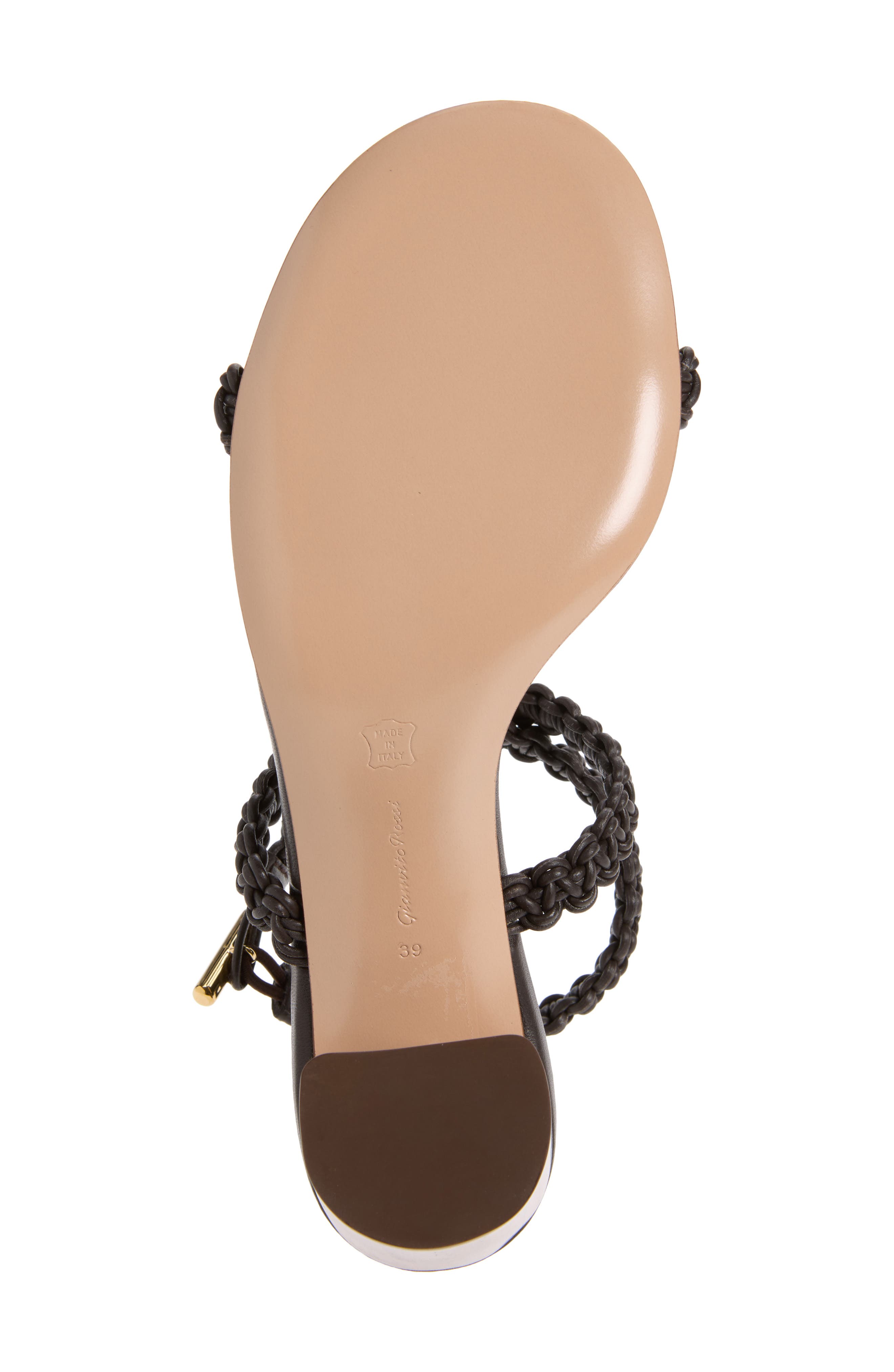 Gianvito Rossi Braided Strap Block Heel Sandal, Alternate, color, Moka