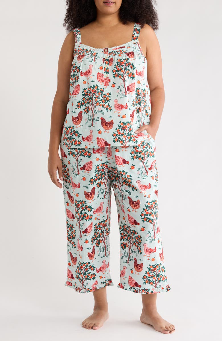 Printfresh Back to Bed Organic Cotton Poplin Cropped Pajamas, Main, color,