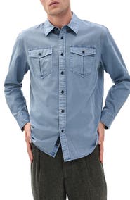 rag & bone Finch Cotton & Lyocell Military Button-Up Shirt