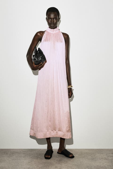 Crinkled-satin Midi Dress
